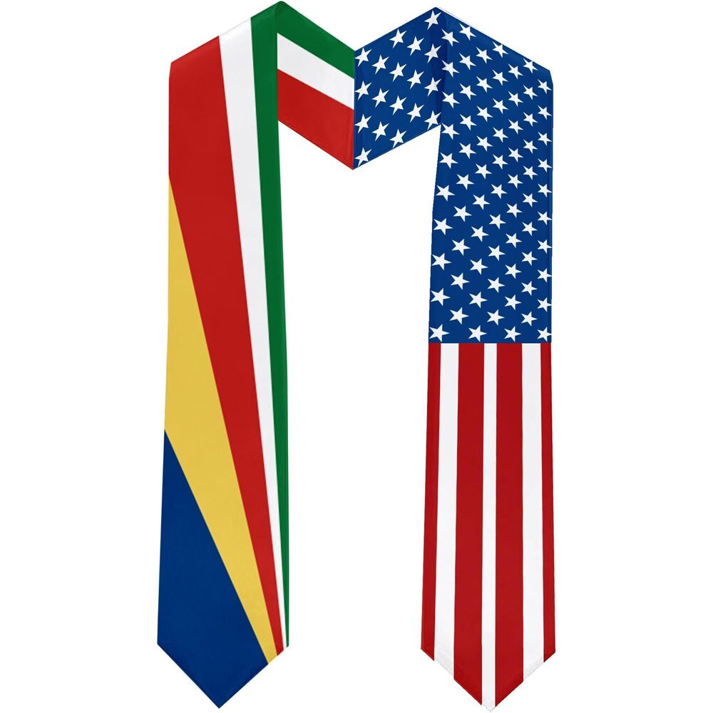 9795 2026 Seychelles Flag and USA Flag Graduation Stole Graduation Sash